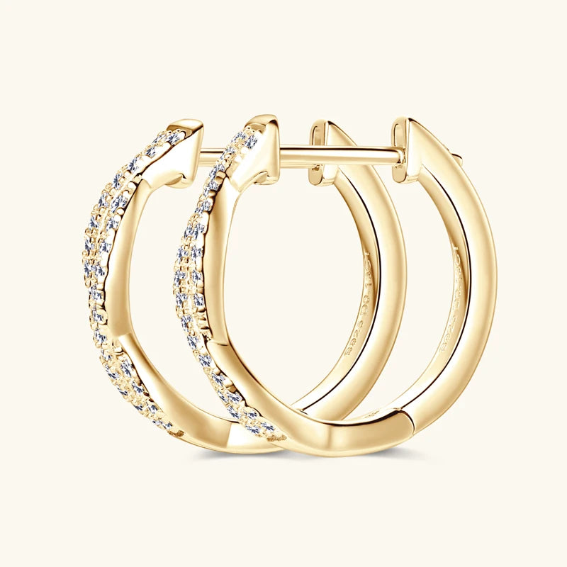 MIVIAN - Twist Pavé Huggie Hoop Earrings