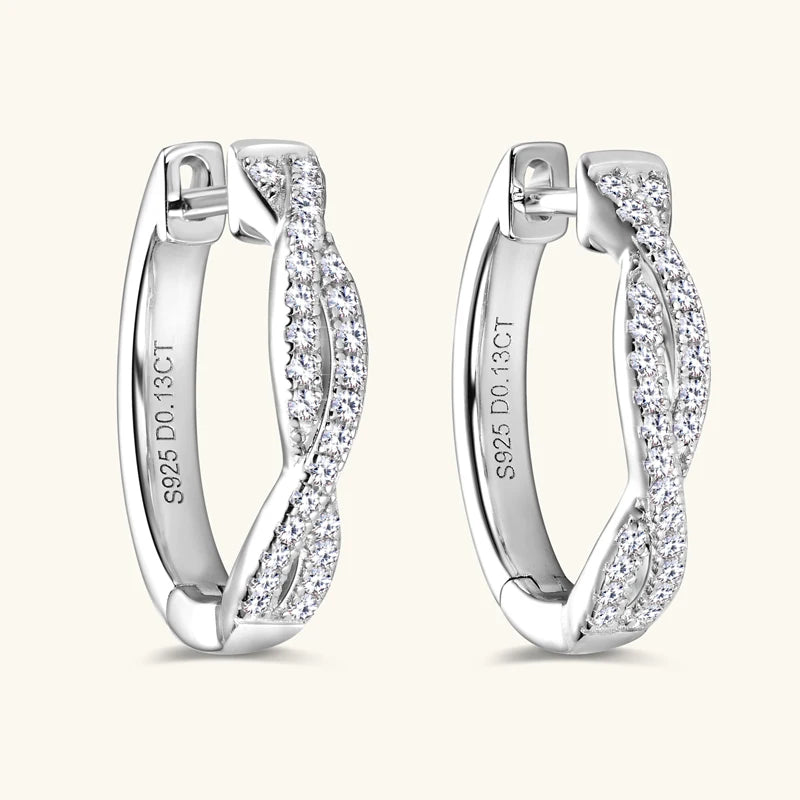 MIVIAN - Twist Pavé Huggie Hoop Earrings