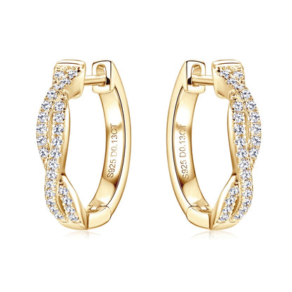 MIVIAN - Twist Pavé Huggie Hoop Earrings