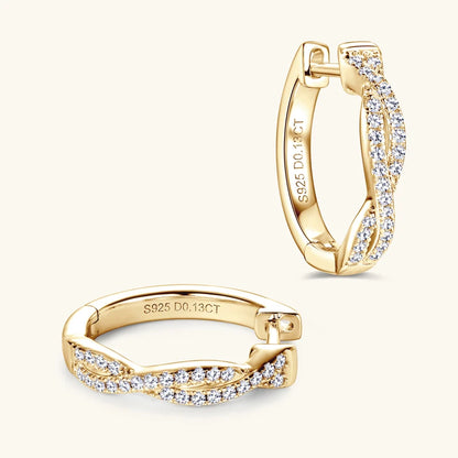 MIVIAN - Twist Pavé Huggie Hoop Earrings