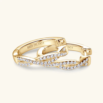 MIVIAN - Twist Pavé Huggie Hoop Earrings