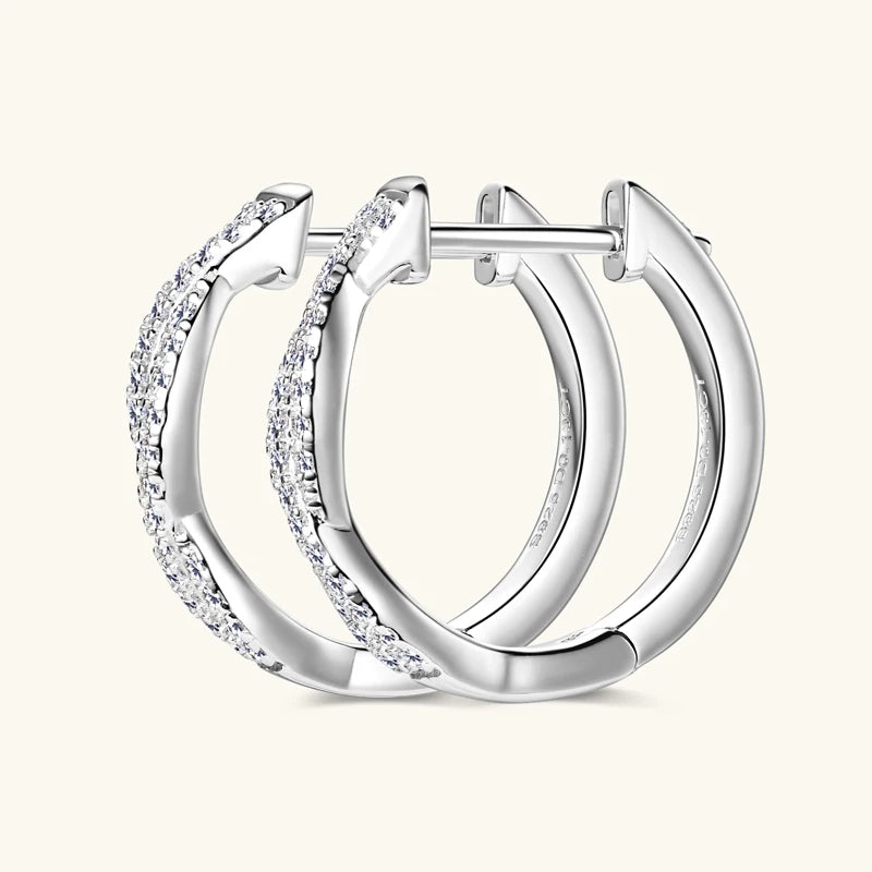 MIVIAN - Twist Pavé Huggie Hoop Earrings