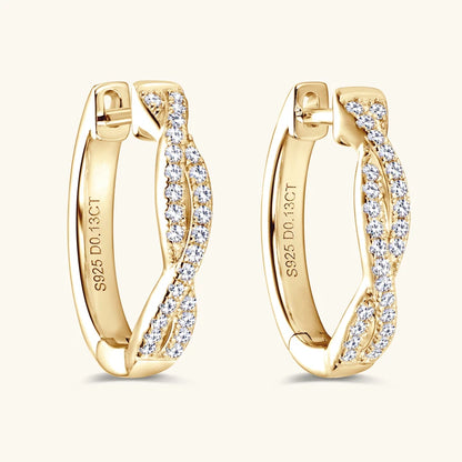 MIVIAN - Twist Pavé Huggie Hoop Earrings