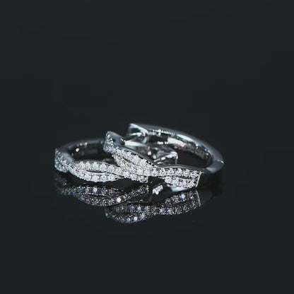 MIVIAN - Twist Pavé Huggie Hoop Earrings